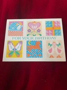 Happy Birthday Gift Blank Greeting Card Single 4x3 Country Patchwork By Current - Picture 1 of 3