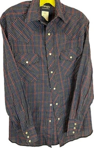 Wrangler  Western Long Sleeve Small Red/Gray/Blue Plaid Shirt With Pearl Snaps - Picture 1 of 5