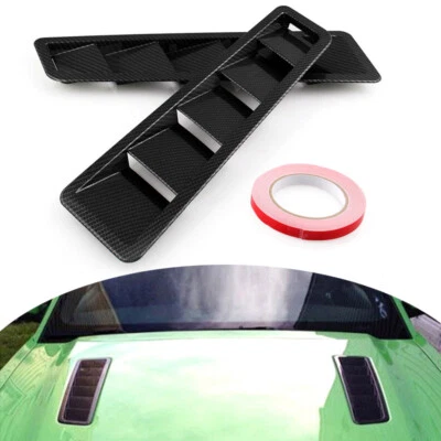 2PCS Modified Carbon Fiber Car Hood Vent Louver Cooling Panel Dood Looking US - Image 1 of 4