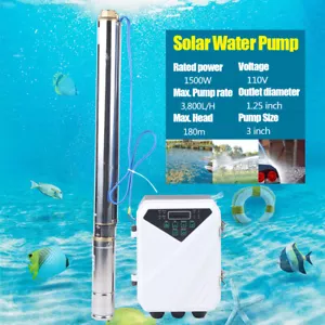 Bomba de agua solar sumergible de 3"/4" 24V/48V bomba de pozo de diámetro profundo y controlador MPPT - Imagen 1 de 24