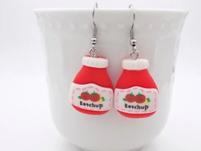 Nuevos Pendientes Ketchup - Regalo para Cocinero - Joyería Temática de Comida Divertida Foto 1 de 4
