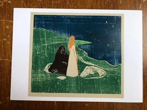 Postal del océano: mujeres en la orilla grabada en madera por Edvard Munch, 1898 - Imagen 1 de 3