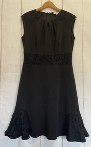 Nanette Lepore Damen 8 ärmellos Party Cocktail Spitzenborte schwarz A-Linie Kleid - Bild 1 von 8