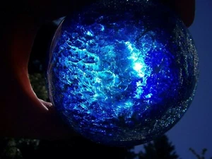 art glass paperweight~23k gold~silver flecks~blue Earth orb~Michael J. Reid~1994 - Picture 1 of 12