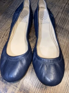 Vince Camuto Ellen Blue Leather Round Toe Ballet Flats Sz 6 - Picture 1 of 6