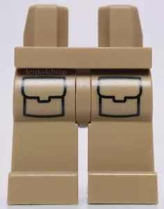Lego Minifigura Bronceado Oscuro Caderas y Piernas con Patrón de Bolsillos Negros - Imagen 1 de 1