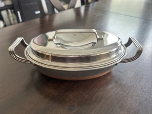 Ekcoware Edelstahl Kupferboden oval Kasserolle Topf Deckel Griffe Vintage - Bild 1 von 10