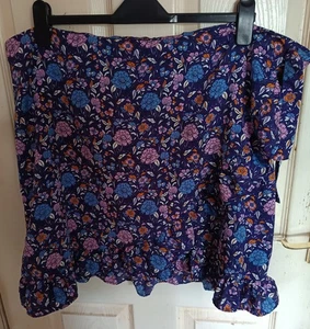 Fun & Flirty Purple Floral Mock Wrap Skirt From George Sz 20 - Picture 1 of 1