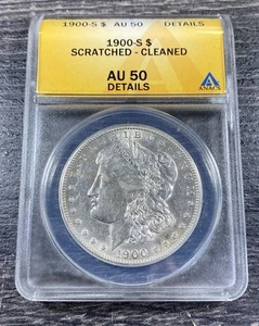 1900-S $1 Morgan Silver Dollar ANACS AU50 Details Scratched Item#34 - Picture 1 of 7