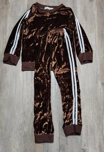 Brown Crushed Velvet Kids Track Set Size 120 (US 6-7 Years Old) - Picture 1 of 2