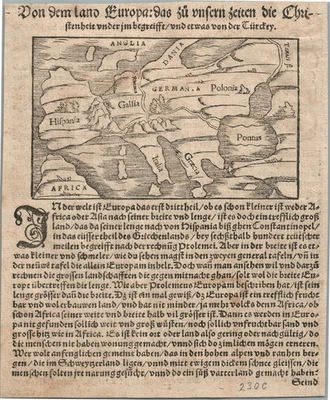 1572 EUROPE MAP from SEBASTIAN MUNSTER COSMOGRAPHIA antique - Image 1 of 2