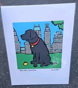 Stampa artistica cane Marc Tetro Black Lab New York Cental Park Essex House firmata 8x10 - Foto 1 di 8