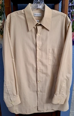 Van Heusen Men's L 16 32/33 Beige Poplin Wrinkle Free Suit Dress Shirt Formal - Image 1 of 4