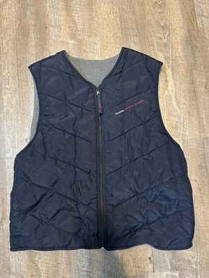 Chaps Ralph Lauren Men's Fleece Lined Reversible Vest Navy Blue Grey L Large - Image 1 of 4