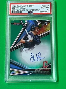 Steven Kwan 2022 Bowman's Best Green Refractor 01 /99 Auto #B22SK PSA 10 RC - Picture 1 of 2