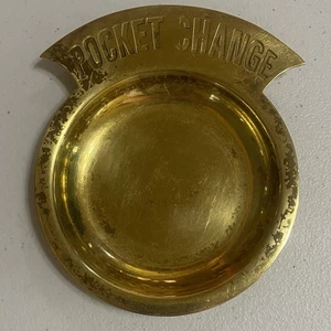 VTG Pocket Change Dish Brass Holder Tray Trinket- 5.25” L x .75” H - Picture 1 of 9