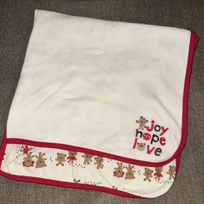 Gymboree Bebé Manta Sombrero Oso de Peluche Blanco Rojo Algodón Alegría Esperanza Amor Foto 1 de 4