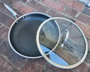 HexClad Hybrid Nonstick 12-Inch Fry Frying Pan, w Tempered Glass Lid, GOOD! - Picture 1 of 6
