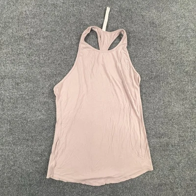 Lululemon 衬衫女式 12 粉色莫代尔丝绸赛车背心运动瑜伽 — 第 1/4 张图片