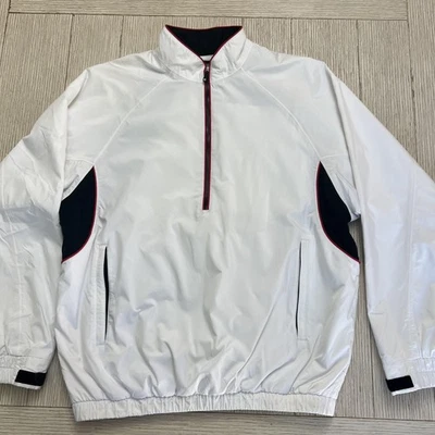 FootJoy DryJoys Tour Pullover Jacket Mens Medium White Black Quarter Zip Golf - Image 1 of 4