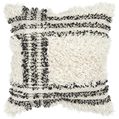 20x20 Rizzy Home White Striped Banded Bars Cover Square T14631 - Aprx 20" x 20" - Image 1 of 2