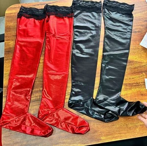 Thigh High Sexy Stockings PVC Oil Shiny Stockings Above Knee Medias Sexy Party - Picture 1 of 44
