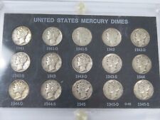 Mercury Dime Collection US World War II Years 1941-1945 15-Dimes 5P, 5D, 5S 90%