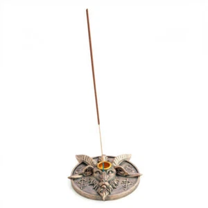 Bronze-Look Baphomet Round Incense Burner & Candle Holder For Incense Stick/Cone - Picture 1 of 2