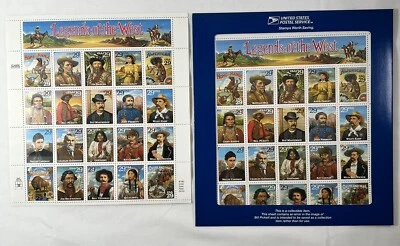 USPS Legends of the West  Error Stamp Sheet with Correction Replacement Sheet - Image 1 of 4