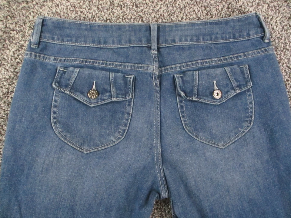 Pantalones de mezclilla para mujer Simply Vera Wang 8 azules rectos tiro bajo lavado medio 31x26 Foto 1 de 4