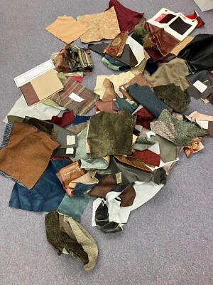 Leather & Fabric Samples over 100 Swatches Lot Crafts DIY Patchwork all sizes - Image 1 of 4