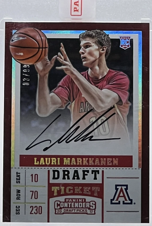 💥LAURI MARKKANEN AUTO ROOKIE💥2017 CONTENDERS DRAFT PICKS ROJO💥RC LE #3/99🔥🔥 Foto 1 de 4