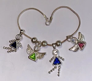 Child and Angel Charms .925 Sterling Silver and .925 Bracelet 7" ~ Made in Italy - Picture 1 of 7