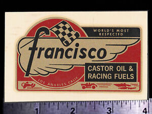 FRANCISCO Racing Fuels - Original Vintage 1960's Racing Water Slide Decal