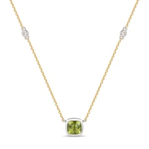LeVian 14K Two-Tone-Gold Green Tourmaline Diamond 0.99 cts 18" Pendant Necklace - Picture 1 of 4