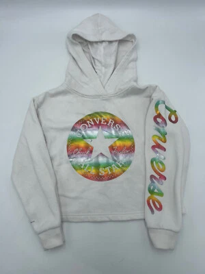 Sudadera con Capucha Converse Recortada Adolescente Sudadera con Capucha Top Blanco Arco Iris Mediana Usada en Excelente Condición Foto 1 de 4