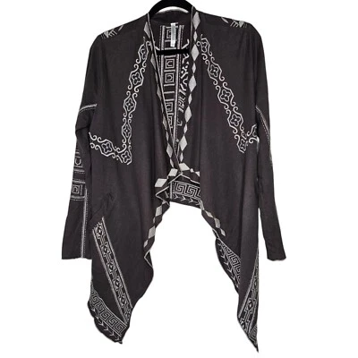 Cárdigan Monoreno Pequeño Gris Suéter Bordado Boho Dobladillo Asimétrico Capricho Foto 1 de 4