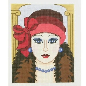 Needlepoint Handpainted Lee Vogue Lady 8x10 - Picture 1 of 4
