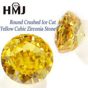 8mm Round Yellow CZ Loose Cubic Zirconia Stone Crushed Ice CZ VVS AAAAA Gemstone - Picture 1 of 9