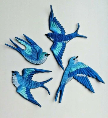 Blue Birds Set Handmade Handmade Embroidered Patch from Ukraine - Image 1 of 4