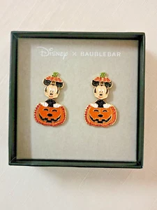 Disney X Baublebar Mickey Mouse Pumpkin Halloween Dangle Post Earring New In Box - Picture 1 of 5