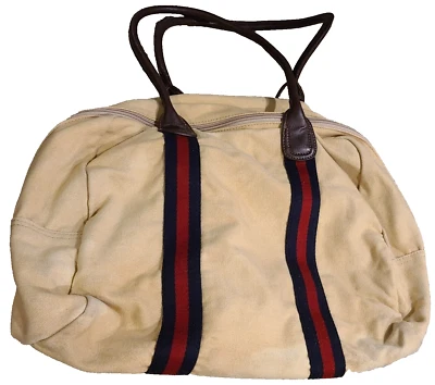 Tommy Hilfiger Canvas Tote Zip Handbag Faux Leather Yellow Red Blue Nautical - Image 1 of 4