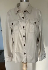 Tommy Hilfiger Women's Faux-Leather Trucker Shacket Size Large NWT MSRP- 139.00 - Picture 1 of 6