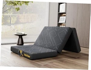 Foldable Mattress Single Size, 4 Inch Tri Folding Mattress, Handle & Non-Slip - Picture 1 of 7