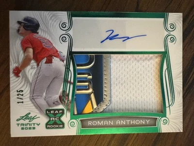 2023 Leaf Trinity 1/25 Patch Autographs Roman Anthony Spectrum Green Red Sox - Image 1 of 4