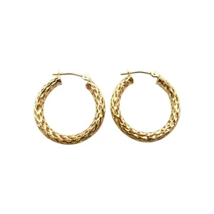 Open Weave Tube Hoops 14k Yellow Gold Isreal 1.75 Grams - Picture 1 of 8