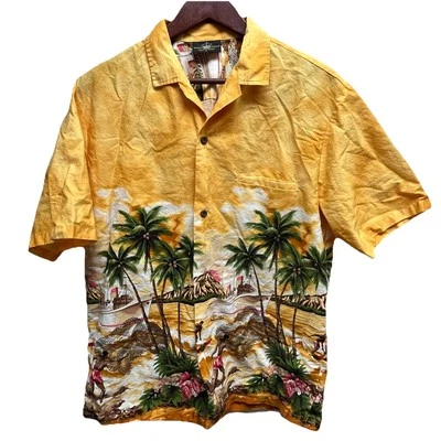 Camisa L amarilla de colección Royal Creations para hombre puntada única surf isla hawaiana Foto 1 de 4