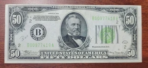 1934 $50 Federal Reserve Note Crisp Extremely Fine Green Seal FRN EF New York - Picture 1 of 2