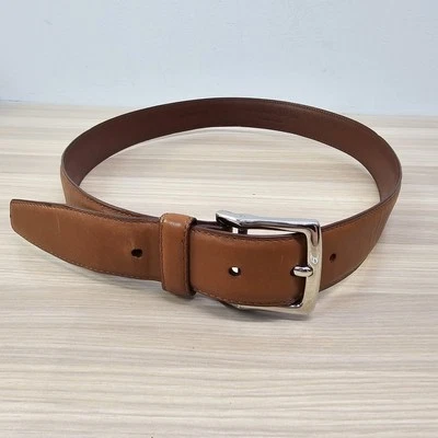 Neiman Marcus Belt Mens 36 M Brown Genuine Leather Silver Buckle Dress Old Money - Image 1 of 4