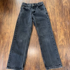 Wrangler Youth Boys Black Denim Jeans Size 12 Regular Straight Loose 100% Cotton - Picture 1 of 5